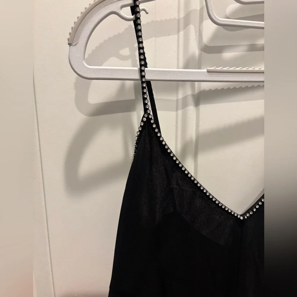 Fendi vintage black slip maxi dress with a v-neck and studded  trim. - Picture 5 of 6